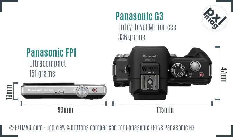 Panasonic FP1 vs Panasonic G3 top view buttons comparison