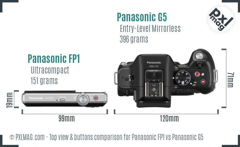 Panasonic FP1 vs Panasonic G5 top view buttons comparison