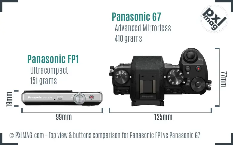 Panasonic FP1 vs Panasonic G7 top view buttons comparison