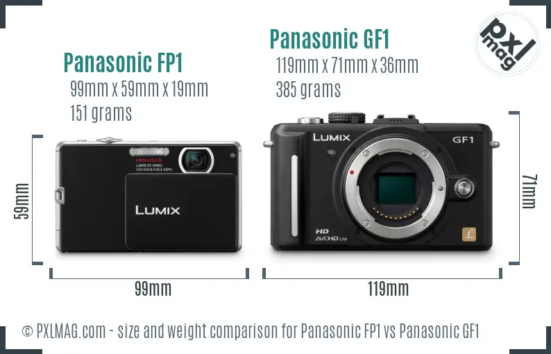 Panasonic FP1 vs Panasonic GF1 size comparison