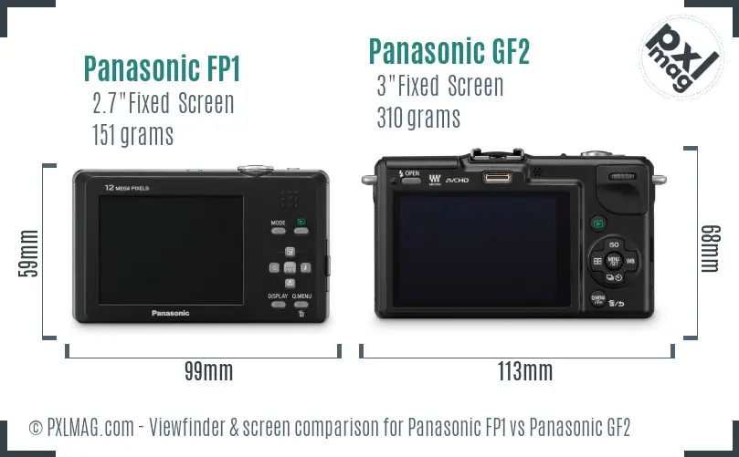 Panasonic FP1 vs Panasonic GF2 Screen and Viewfinder comparison