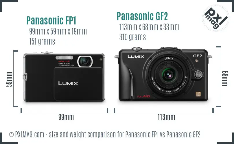 Panasonic FP1 vs Panasonic GF2 size comparison