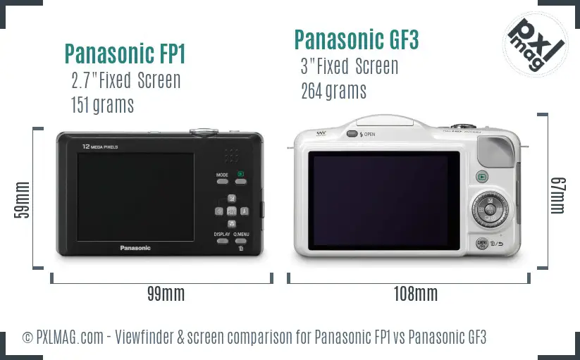 Panasonic FP1 vs Panasonic GF3 Screen and Viewfinder comparison