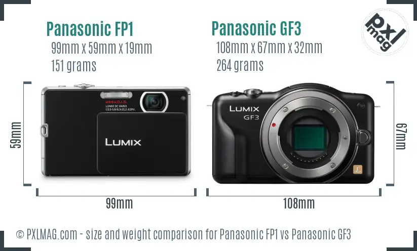 Panasonic FP1 vs Panasonic GF3 size comparison