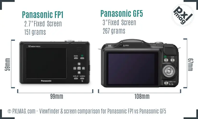 Panasonic FP1 vs Panasonic GF5 Screen and Viewfinder comparison