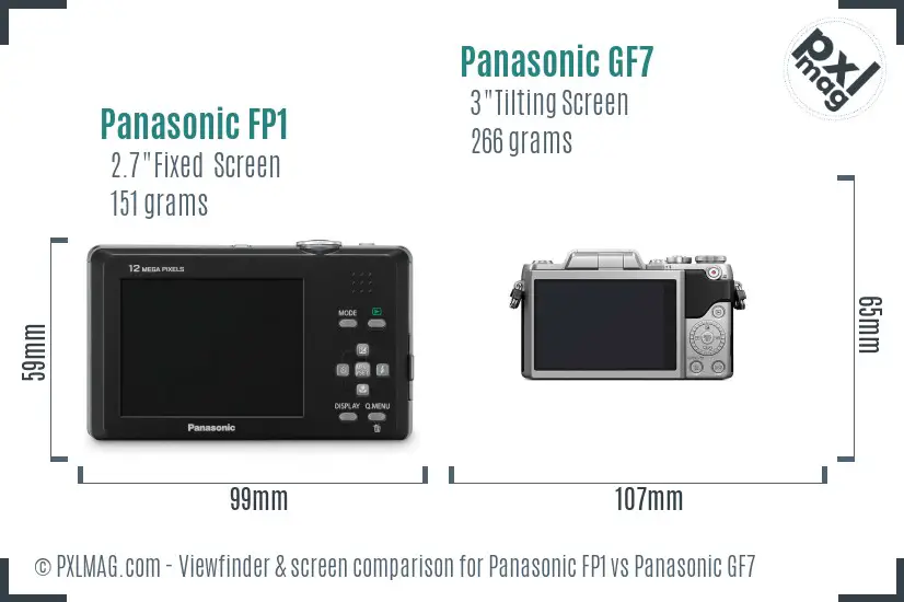 Panasonic FP1 vs Panasonic GF7 Screen and Viewfinder comparison