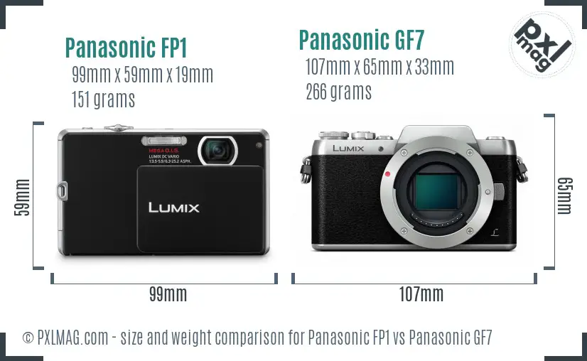 Panasonic FP1 vs Panasonic GF7 size comparison