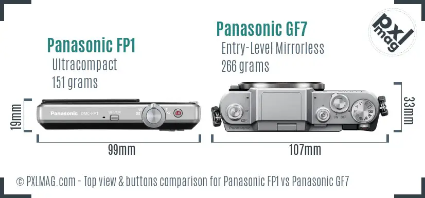 Panasonic FP1 vs Panasonic GF7 top view buttons comparison