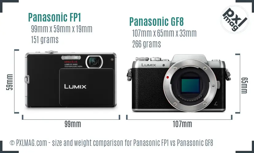 Panasonic FP1 vs Panasonic GF8 size comparison