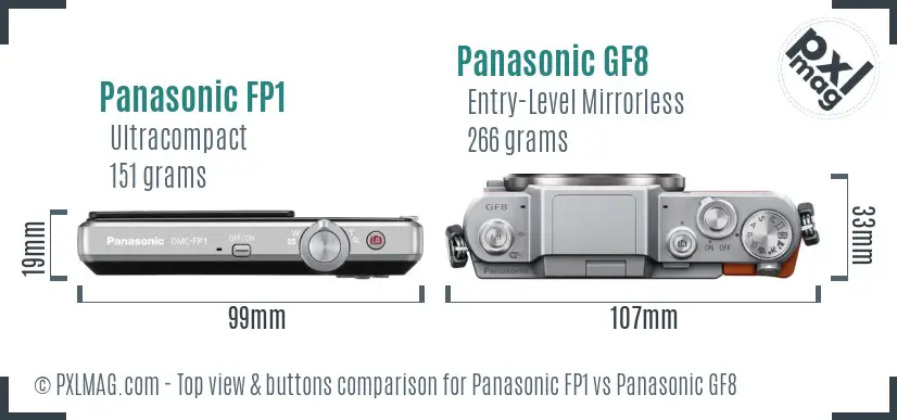 Panasonic FP1 vs Panasonic GF8 top view buttons comparison