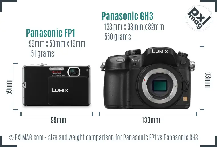 Panasonic FP1 vs Panasonic GH3 size comparison