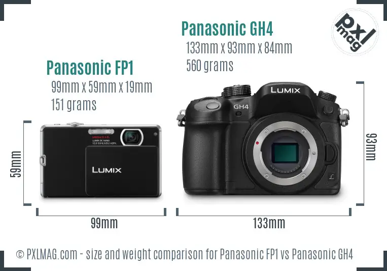 Panasonic FP1 vs Panasonic GH4 size comparison