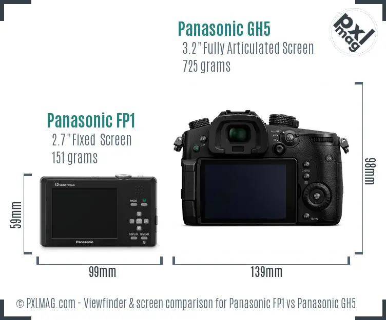 Panasonic FP1 vs Panasonic GH5 Screen and Viewfinder comparison
