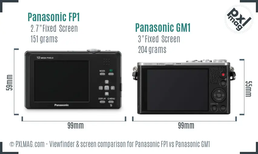 Panasonic FP1 vs Panasonic GM1 Screen and Viewfinder comparison