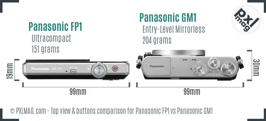 Panasonic FP1 vs Panasonic GM1 top view buttons comparison