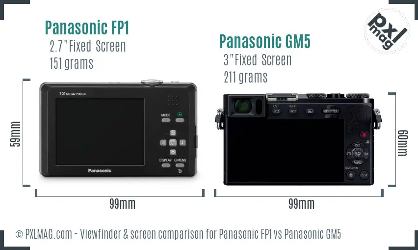 Panasonic FP1 vs Panasonic GM5 Screen and Viewfinder comparison