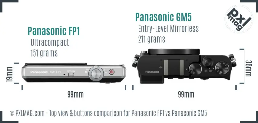 Panasonic FP1 vs Panasonic GM5 top view buttons comparison