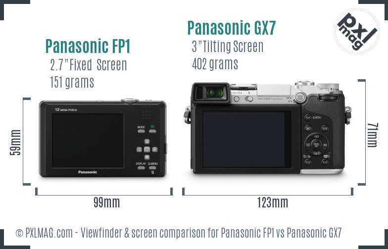 Panasonic FP1 vs Panasonic GX7 Screen and Viewfinder comparison
