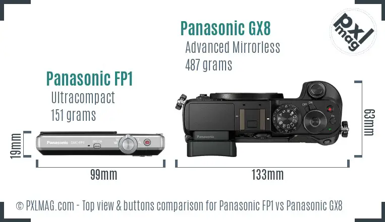 Panasonic FP1 vs Panasonic GX8 top view buttons comparison