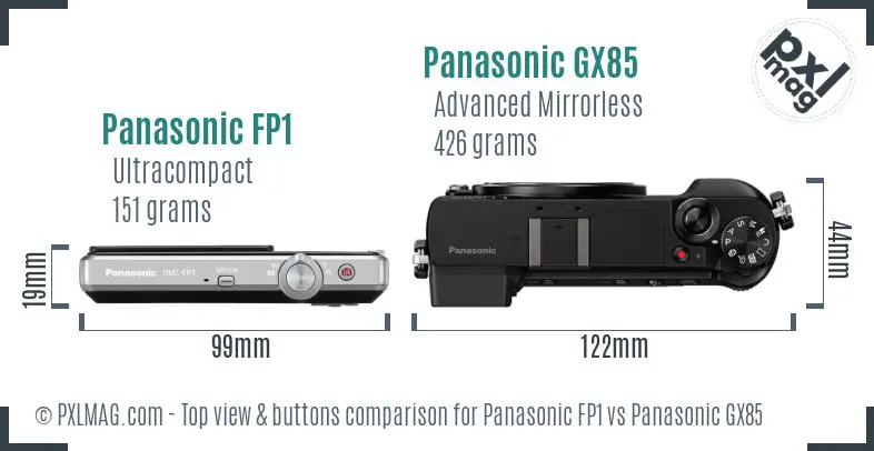 Panasonic FP1 vs Panasonic GX85 top view buttons comparison