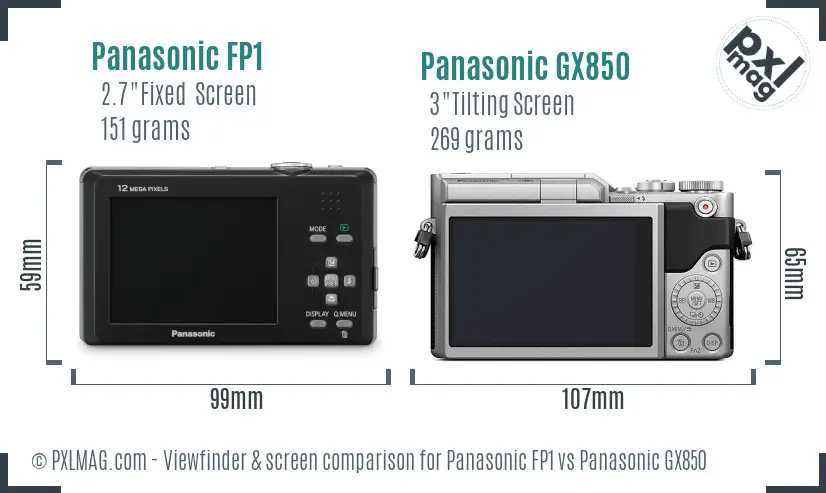 Panasonic FP1 vs Panasonic GX850 Screen and Viewfinder comparison