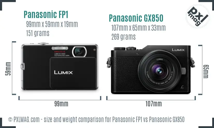 Panasonic FP1 vs Panasonic GX850 size comparison