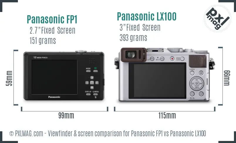 Panasonic FP1 vs Panasonic LX100 Screen and Viewfinder comparison Panasonic FP1 vs Panasonic LX100 Screen and Viewfinder comparison