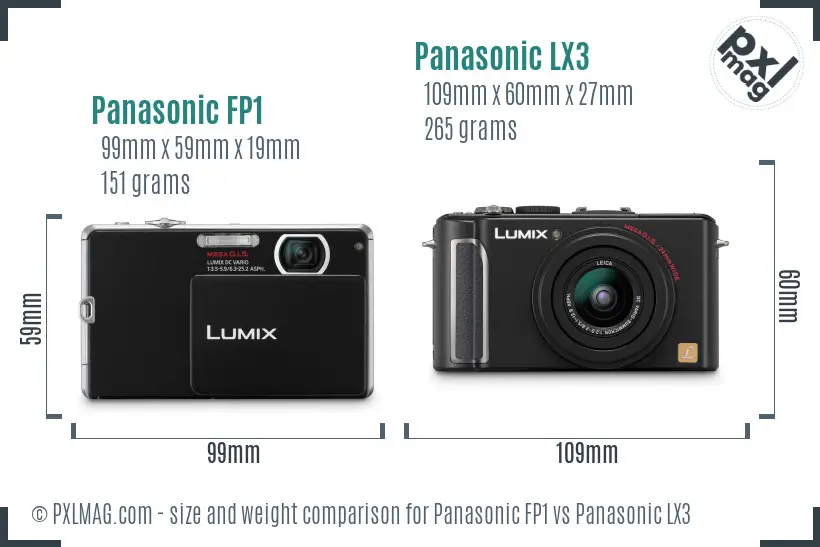 Panasonic FP1 vs Panasonic LX3 size comparison