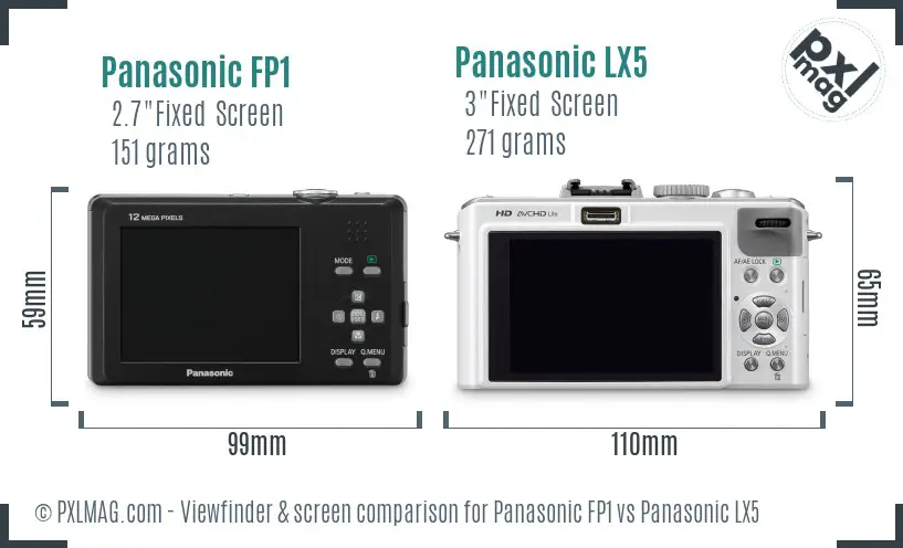 Panasonic FP1 vs Panasonic LX5 Screen and Viewfinder comparison