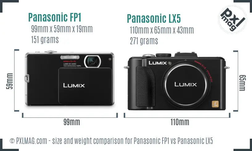 Panasonic FP1 vs Panasonic LX5 size comparison