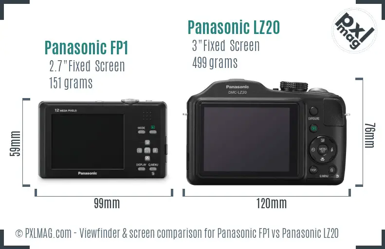 Panasonic FP1 vs Panasonic LZ20 Screen and Viewfinder comparison Panasonic FP1 vs Panasonic LZ20 Screen and Viewfinder comparison