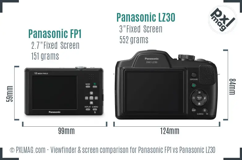 Panasonic FP1 vs Panasonic LZ30 Screen and Viewfinder comparison