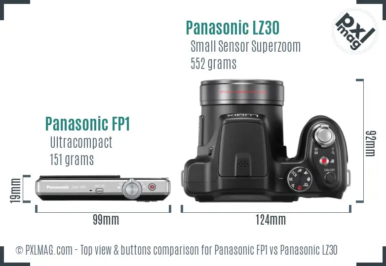 Panasonic FP1 vs Panasonic LZ30 top view buttons comparison