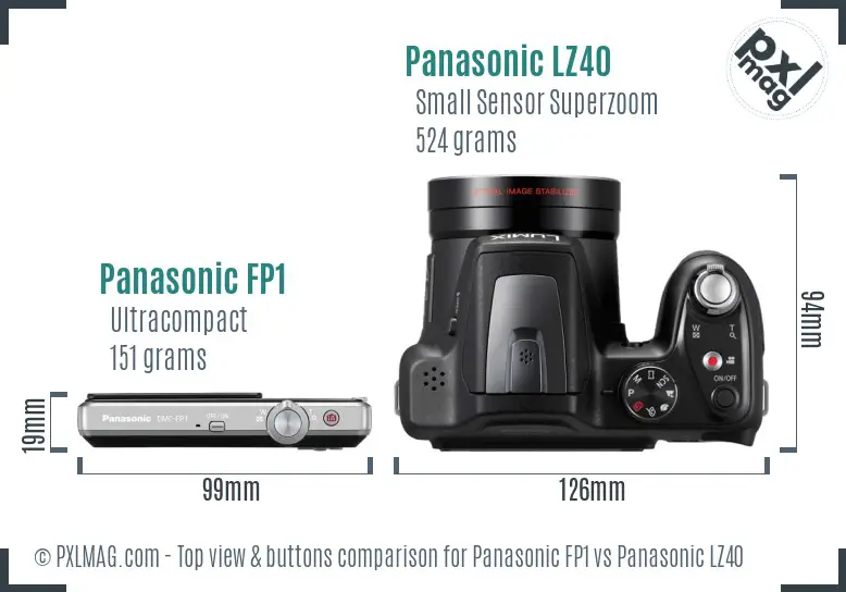 Panasonic FP1 vs Panasonic LZ40 top view buttons comparison