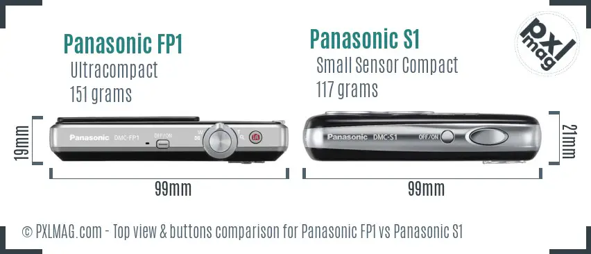 Panasonic FP1 vs Panasonic S1 top view buttons comparison Panasonic FP1 vs Panasonic S1 top view buttons comparison
