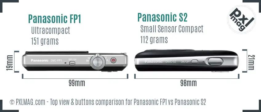 Panasonic FP1 vs Panasonic S2 top view buttons comparison Panasonic FP1 vs Panasonic S2 top view buttons comparison