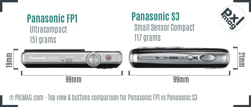 Panasonic FP1 vs Panasonic S3 top view buttons comparison Panasonic FP1 vs Panasonic S3 top view buttons comparison