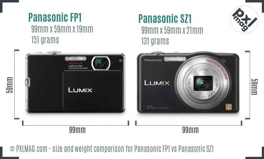 Panasonic FP1 vs Panasonic SZ1 size comparison