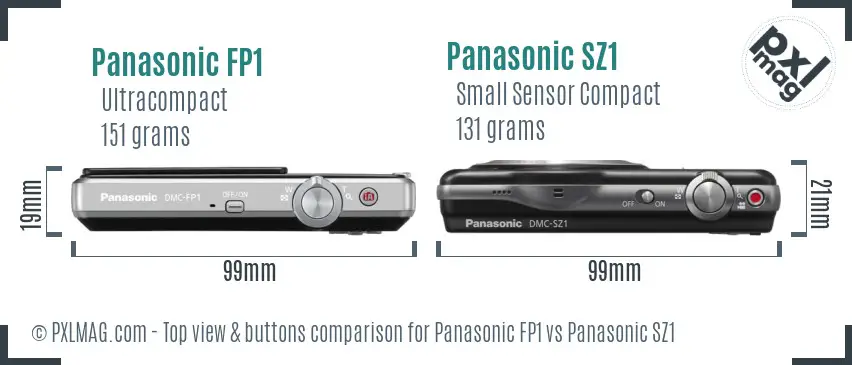 Panasonic FP1 vs Panasonic SZ1 top view buttons comparison