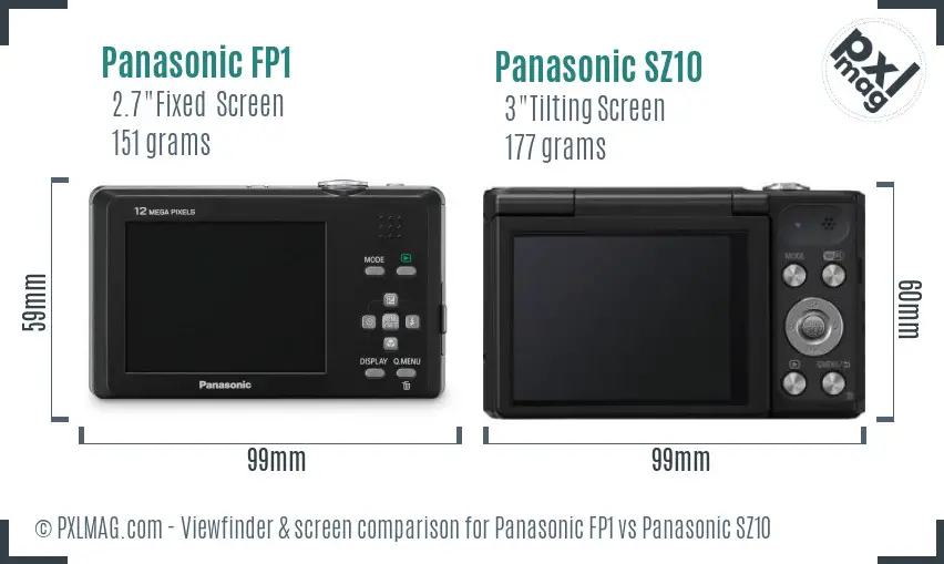 Panasonic FP1 vs Panasonic SZ10 Screen and Viewfinder comparison