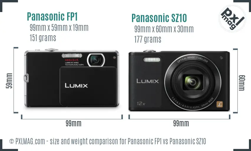 Panasonic FP1 vs Panasonic SZ10 size comparison
