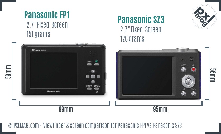 Panasonic FP1 vs Panasonic SZ3 Screen and Viewfinder comparison Panasonic FP1 vs Panasonic SZ3 Screen and Viewfinder comparison