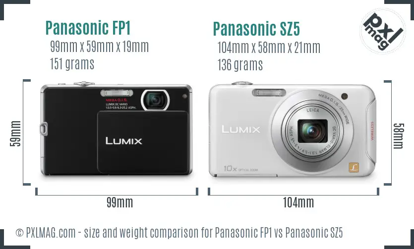 Panasonic FP1 vs Panasonic SZ5 size comparison