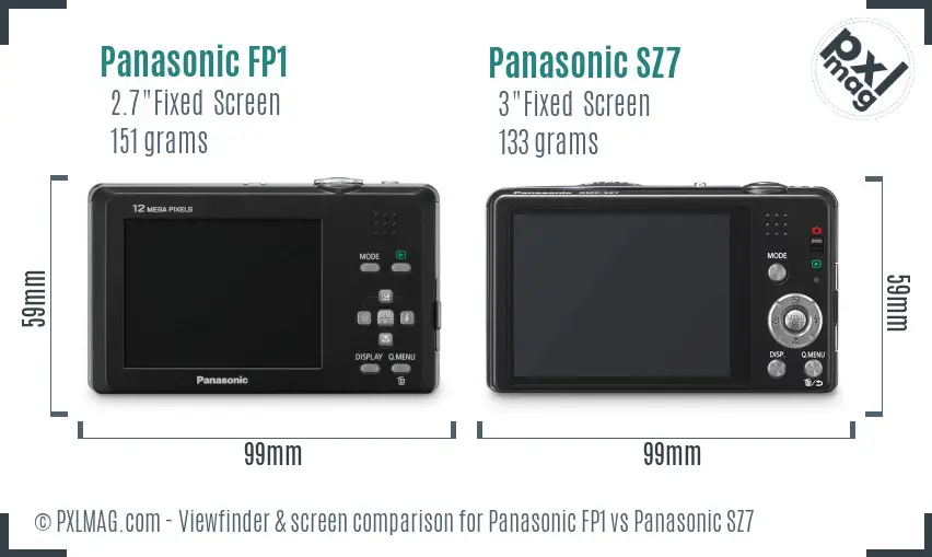 Panasonic FP1 vs Panasonic SZ7 Screen and Viewfinder comparison Panasonic FP1 vs Panasonic SZ7 Screen and Viewfinder comparison