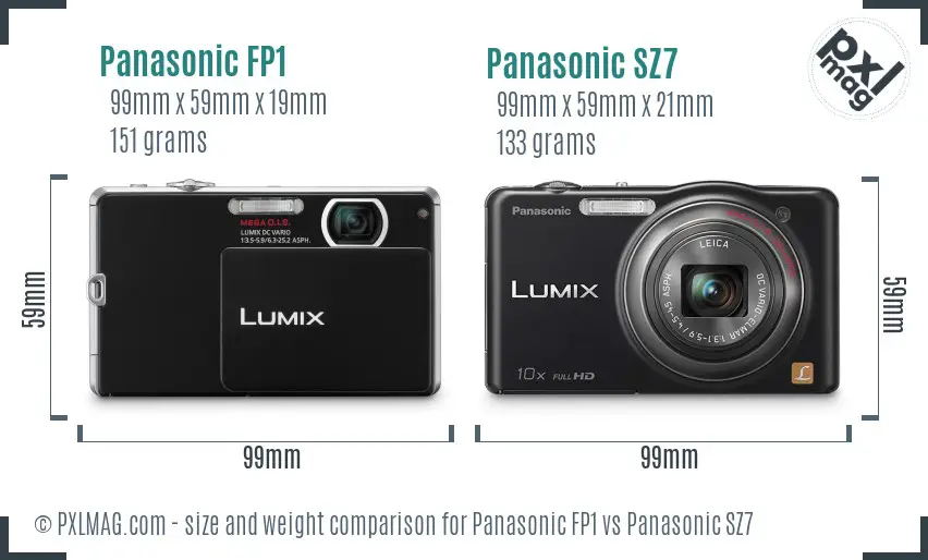 Panasonic FP1 vs Panasonic SZ7 size comparison Panasonic FP1 vs Panasonic SZ7 size comparison