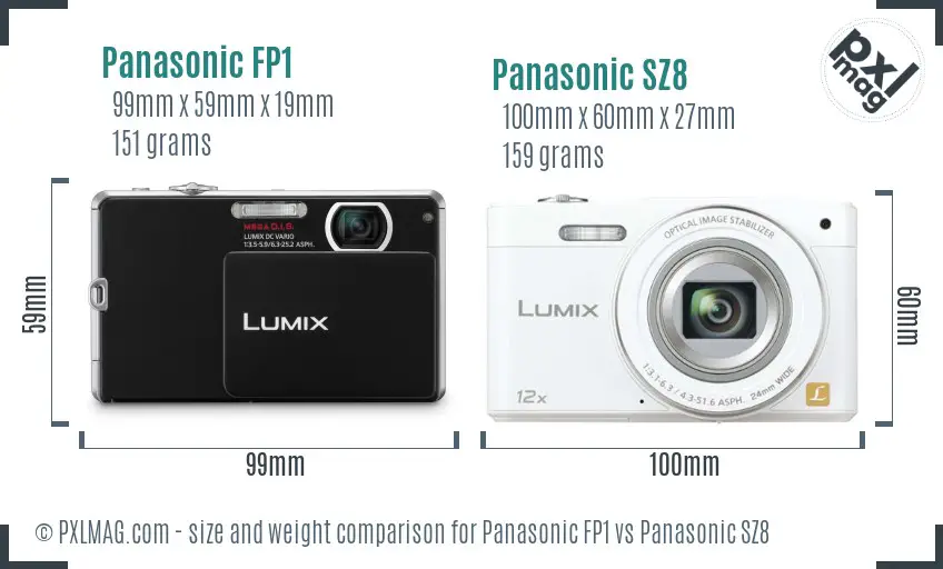Panasonic FP1 vs Panasonic SZ8 size comparison