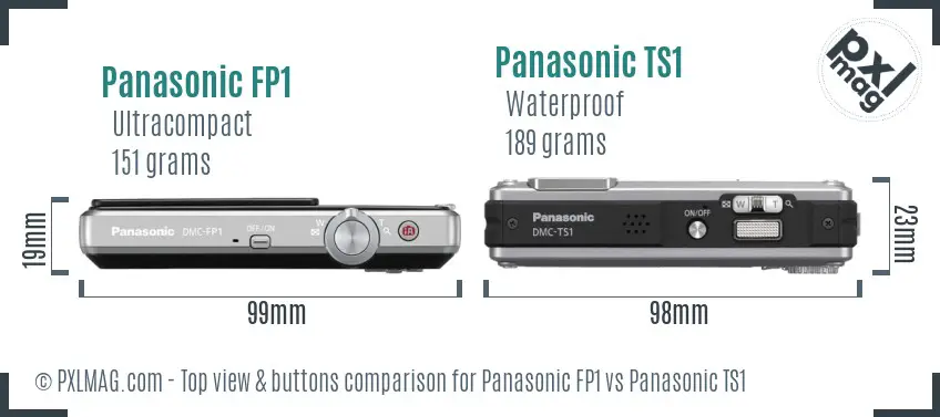 Panasonic FP1 vs Panasonic TS1 top view buttons comparison