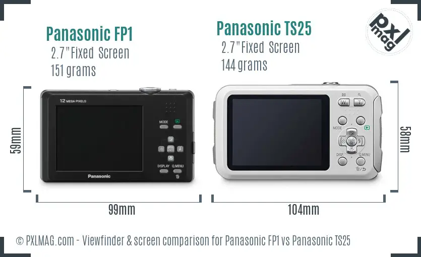 Panasonic FP1 vs Panasonic TS25 Screen and Viewfinder comparison