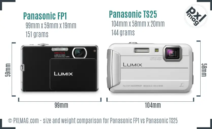 Panasonic FP1 vs Panasonic TS25 size comparison