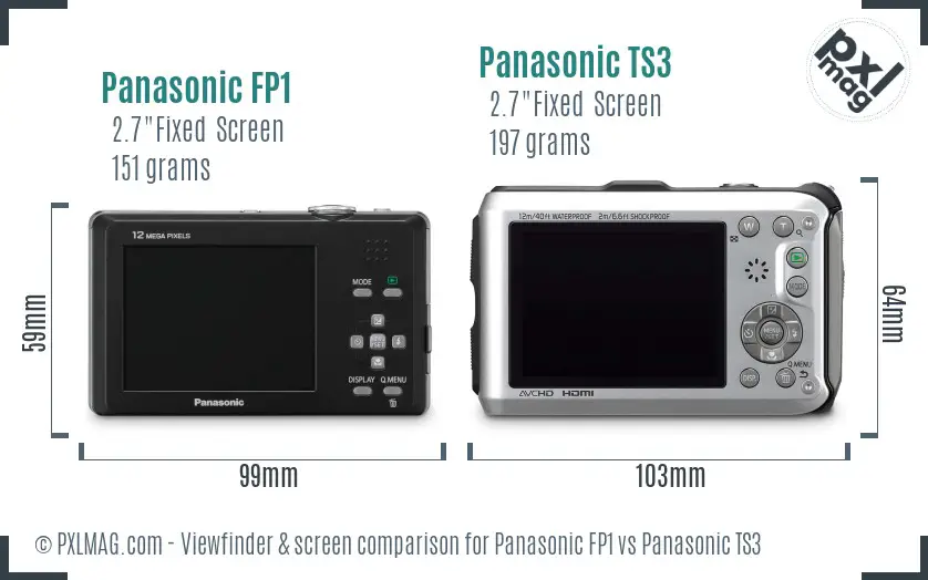 Panasonic FP1 vs Panasonic TS3 Screen and Viewfinder comparison